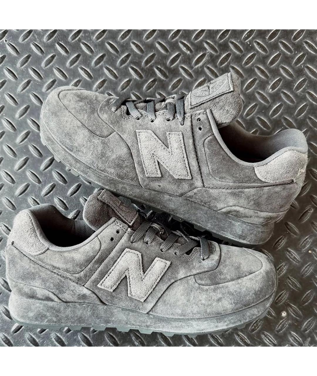 NEW BALANCE Серые замшевые низкие кроссовки / кеды, фото 3