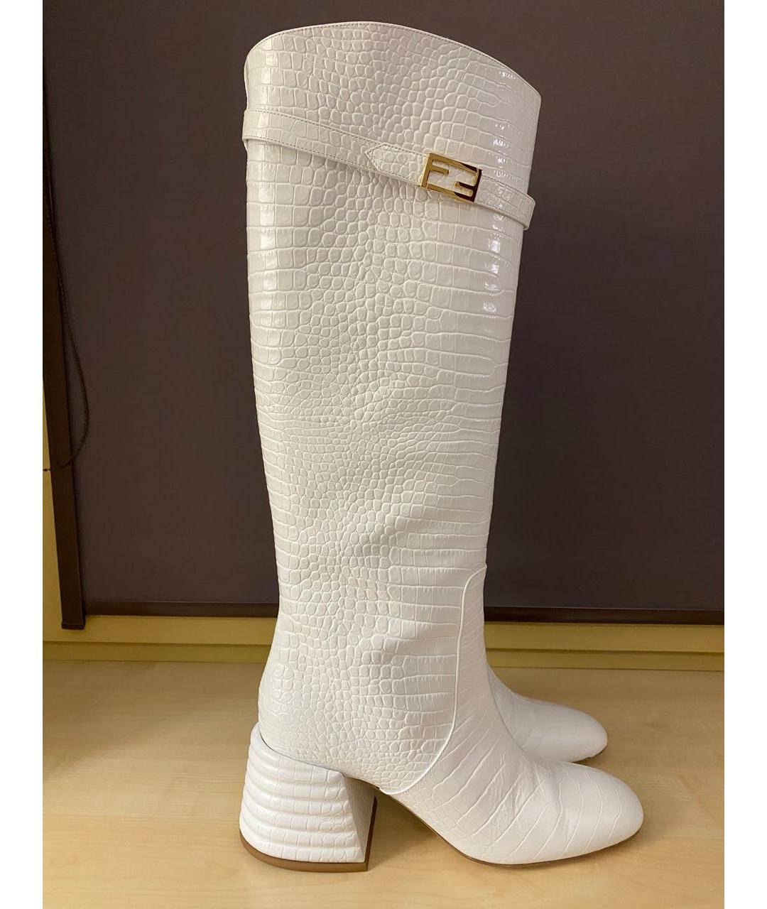 FENDI Белые кожаные сапоги, фото 8