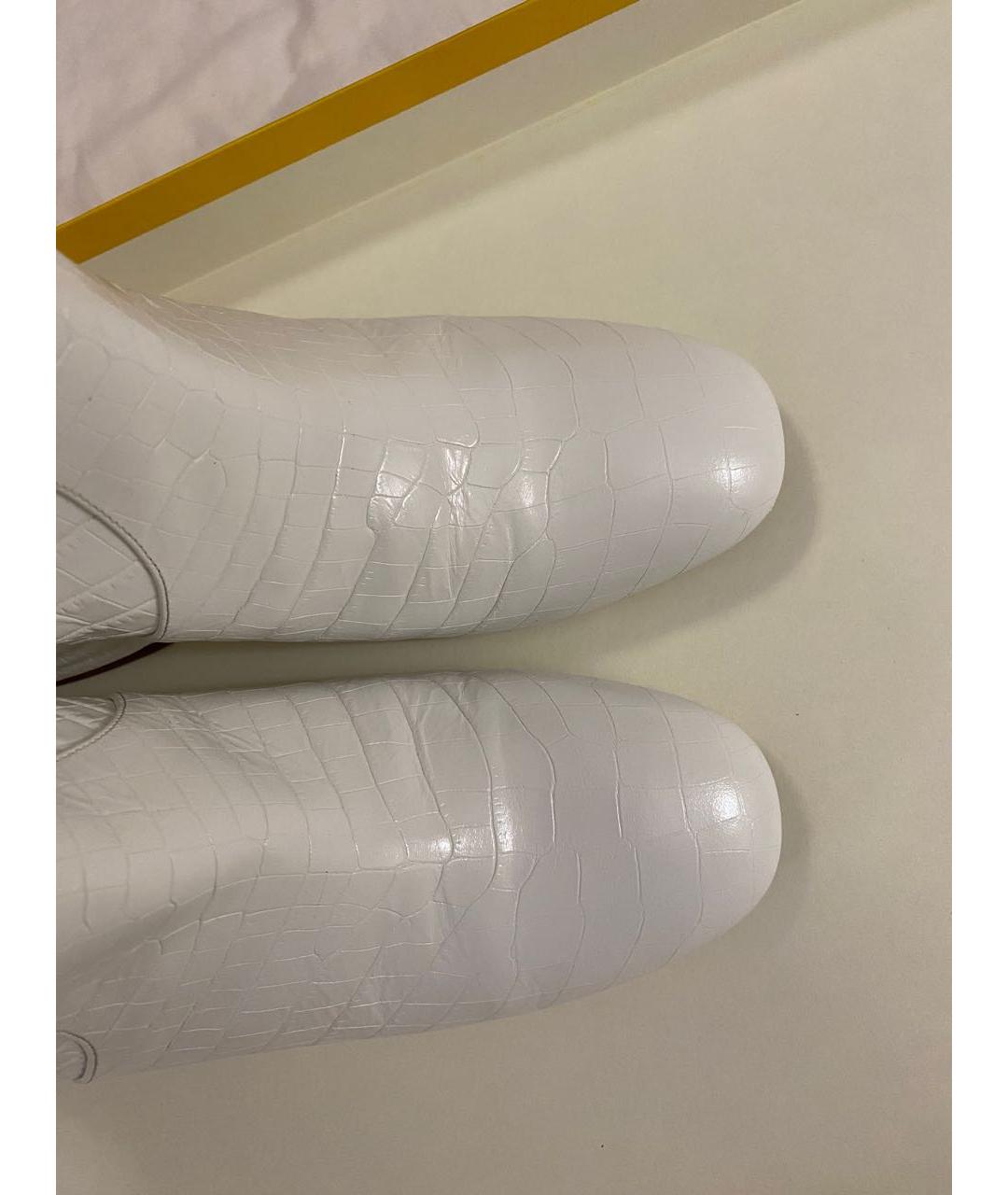 FENDI Белые кожаные сапоги, фото 3