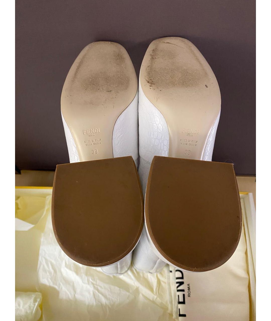 FENDI Белые кожаные сапоги, фото 6