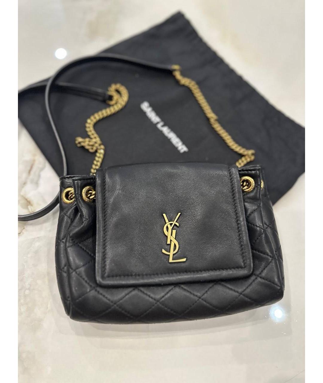 SAINT LAURENT Черная кожаная сумка через плечо, фото 9