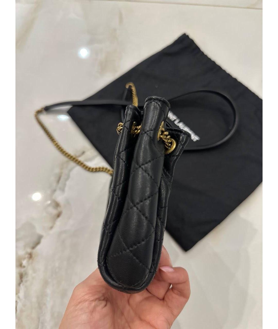 SAINT LAURENT Черная кожаная сумка через плечо, фото 5