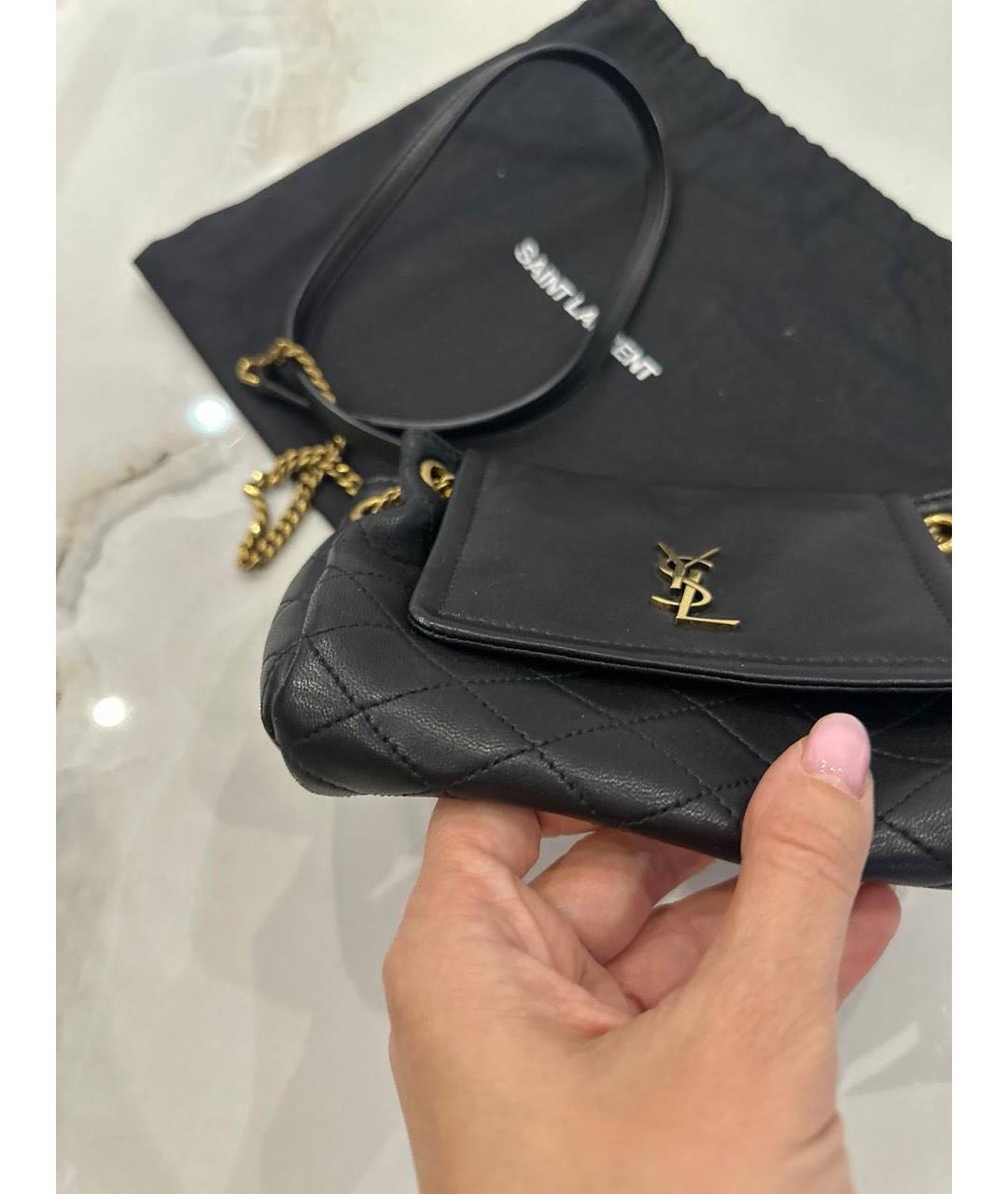 SAINT LAURENT Черная кожаная сумка через плечо, фото 7