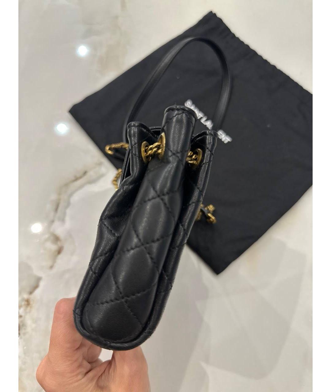 SAINT LAURENT Черная кожаная сумка через плечо, фото 2