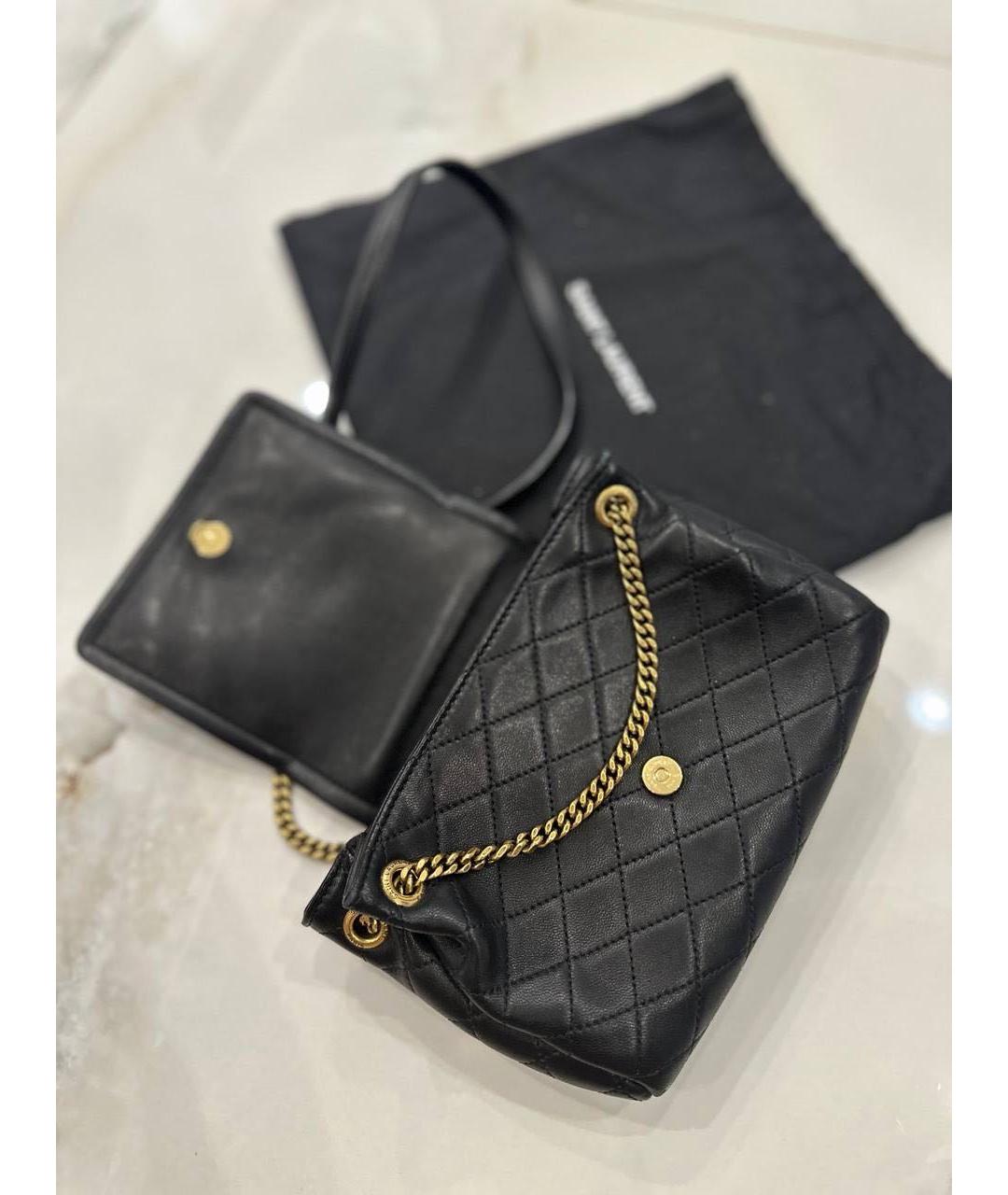 SAINT LAURENT Черная кожаная сумка через плечо, фото 6