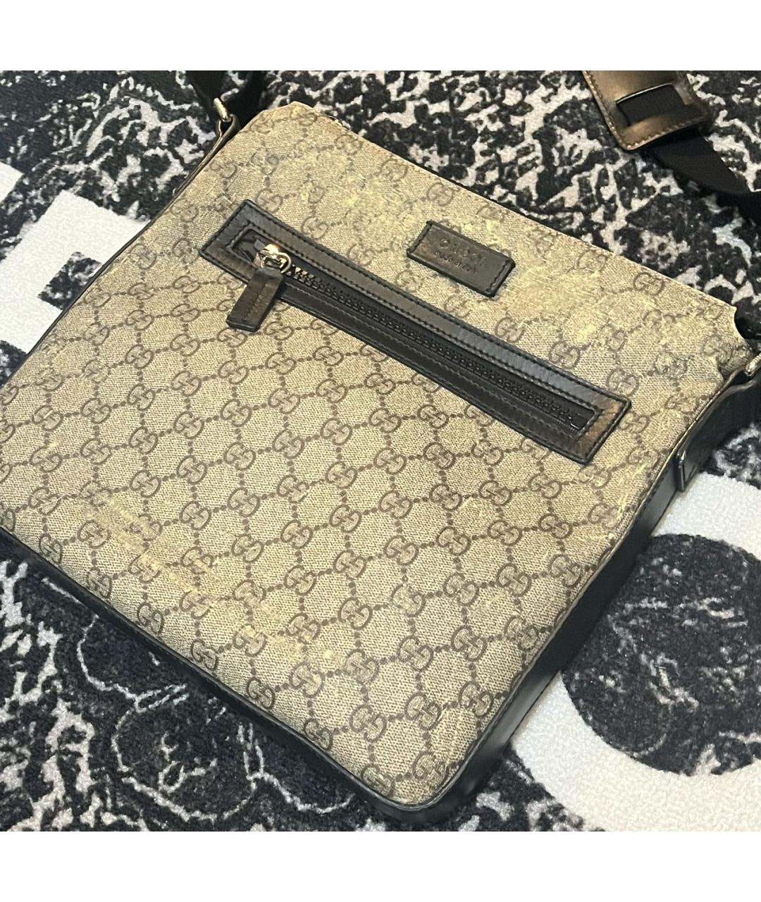 GUCCI Бежевая кожаная сумка на плечо, фото 2