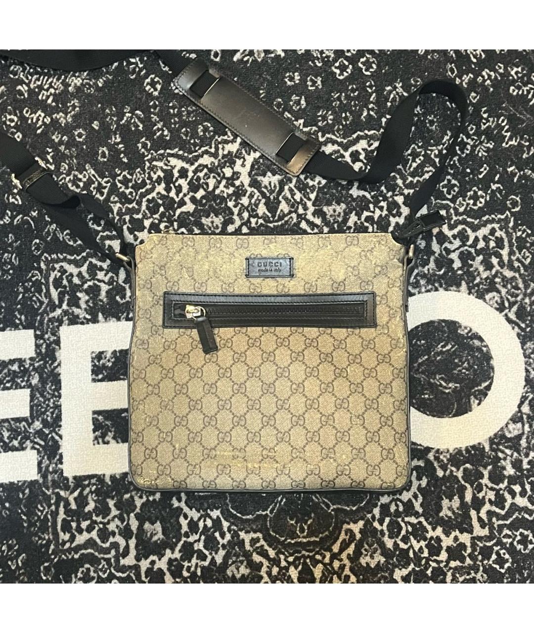 GUCCI Бежевая кожаная сумка на плечо, фото 5