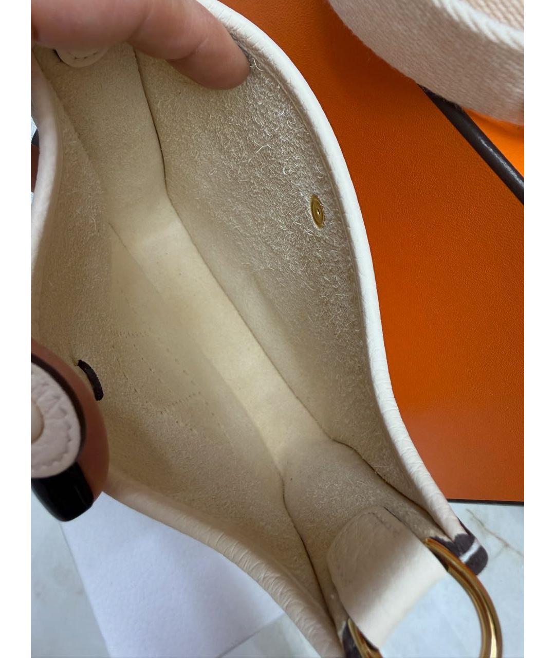 HERMES Белая кожаная сумка через плечо, фото 3