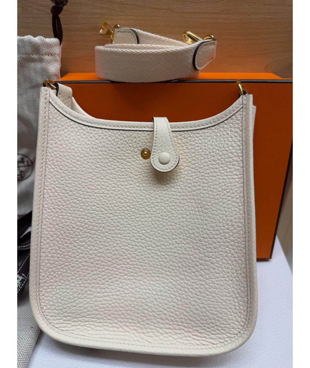 HERMES Белая кожаная сумка через плечо, фото 2