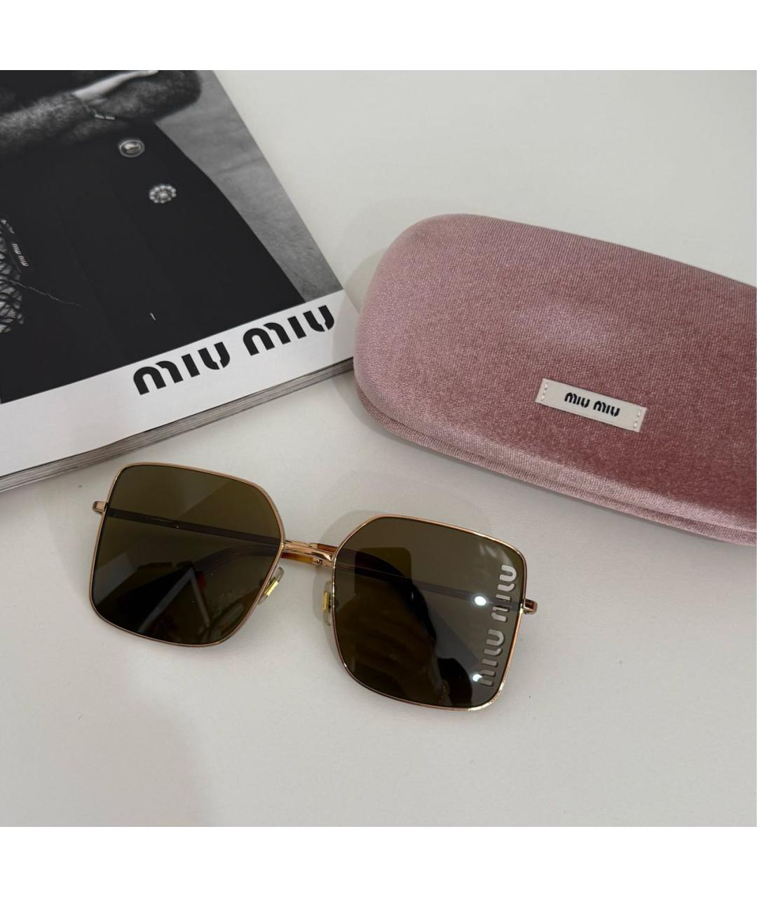 MIU MIU Коричневые металлические солнцезащитные очки, фото 3