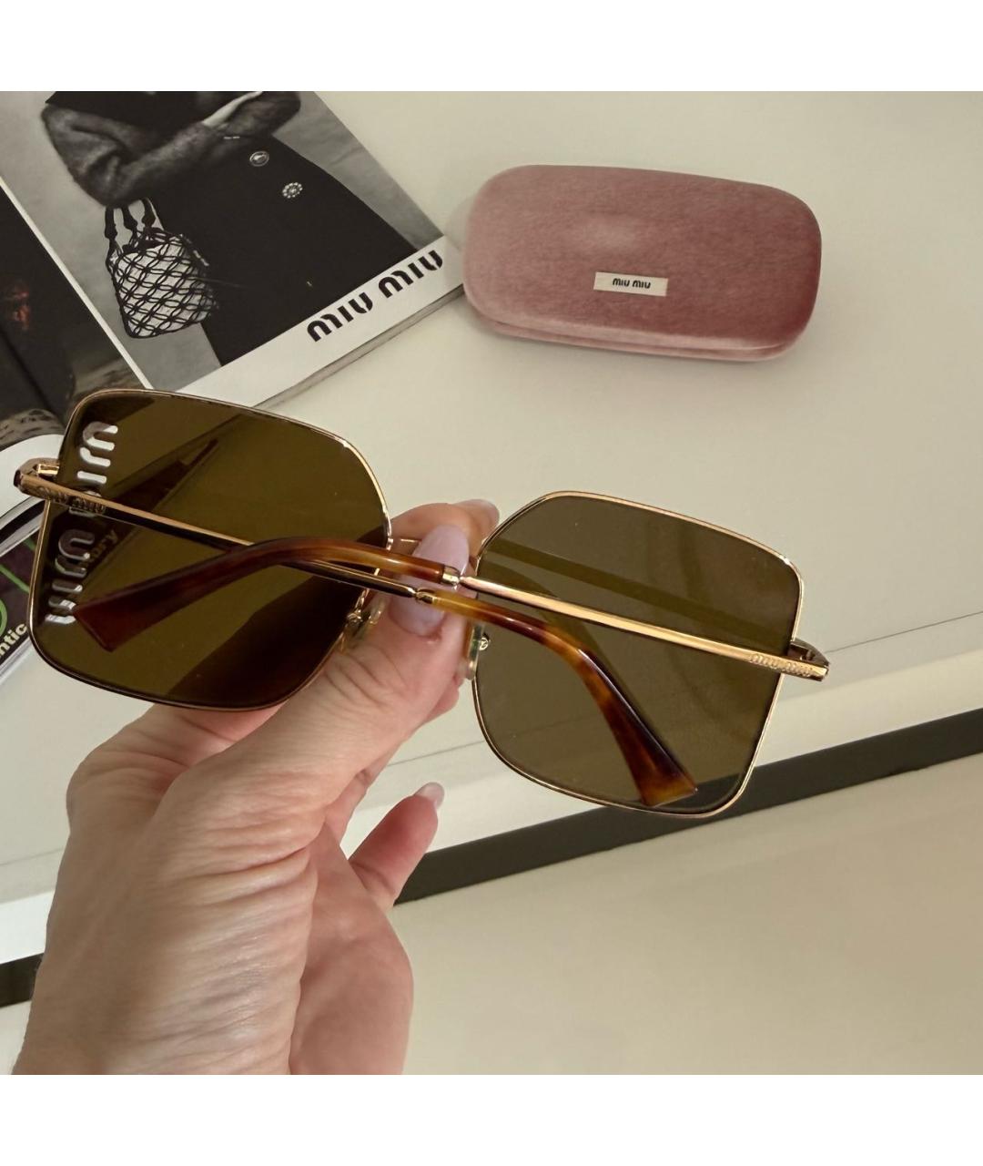 MIU MIU Коричневые металлические солнцезащитные очки, фото 5
