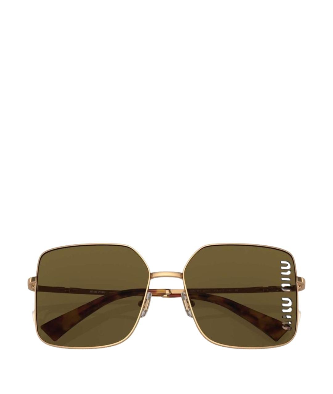 MIU MIU Коричневые металлические солнцезащитные очки, фото 1