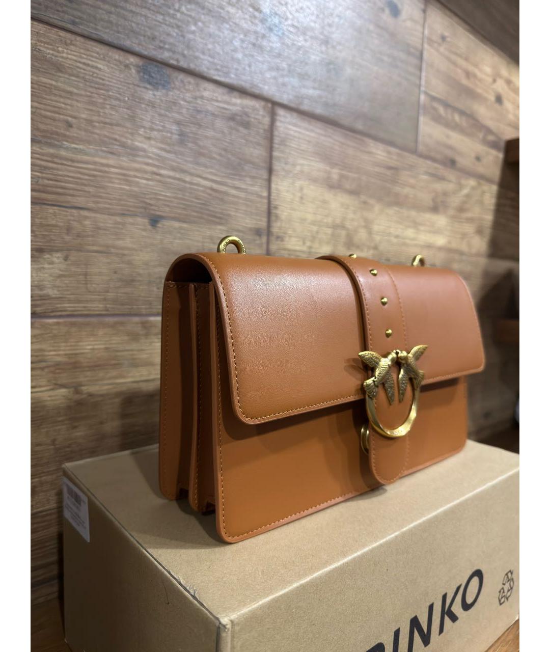 PINKO Коричневая кожаная сумка через плечо, фото 2