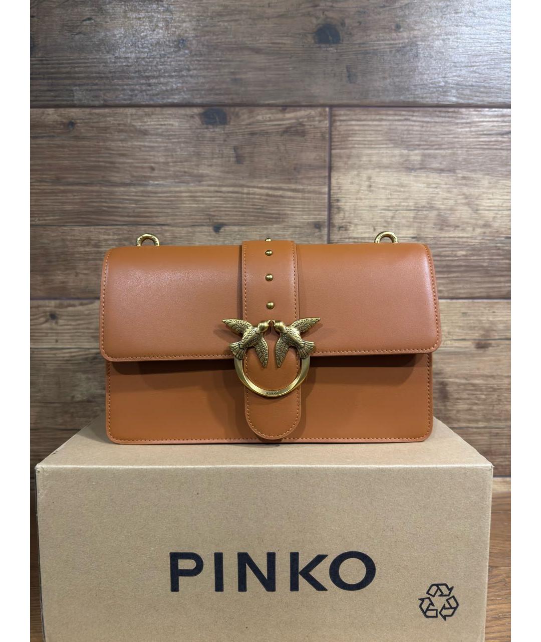 PINKO Коричневая кожаная сумка через плечо, фото 4