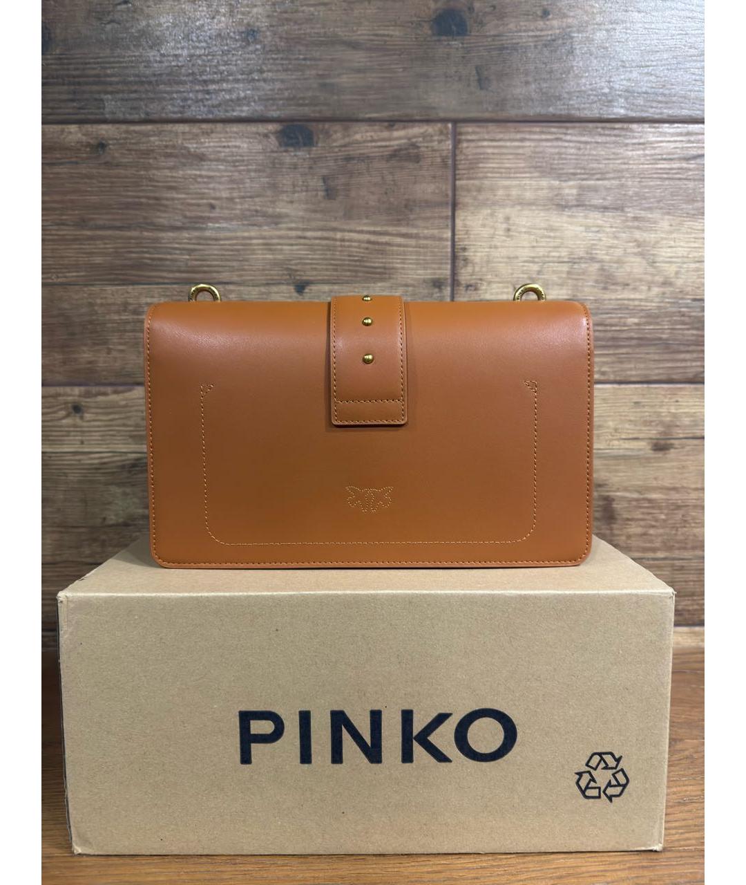 PINKO Коричневая кожаная сумка через плечо, фото 3