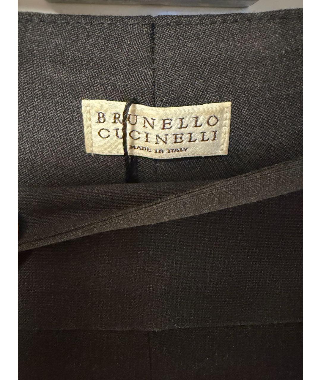 BRUNELLO CUCINELLI Серые шерстяные брюки узкие, фото 3