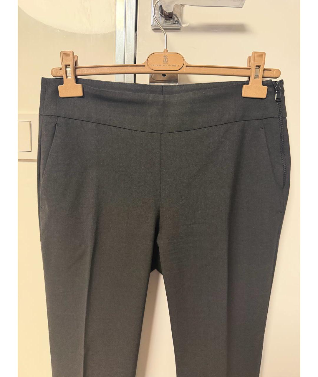 BRUNELLO CUCINELLI Серые шерстяные брюки узкие, фото 4