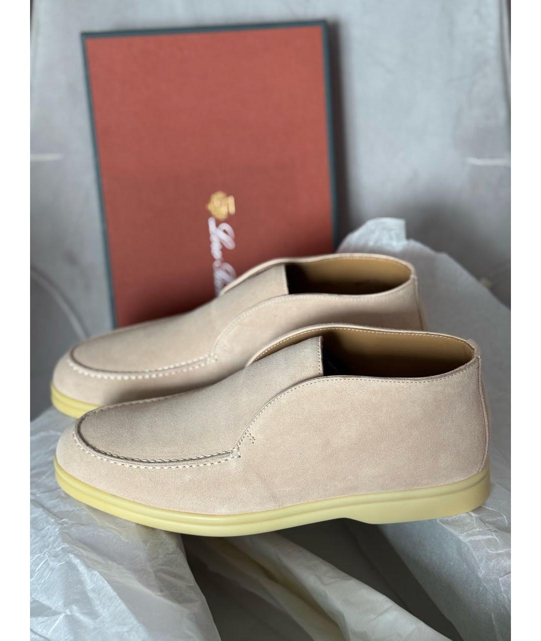 LORO PIANA Бежевые замшевые лоферы, фото 5
