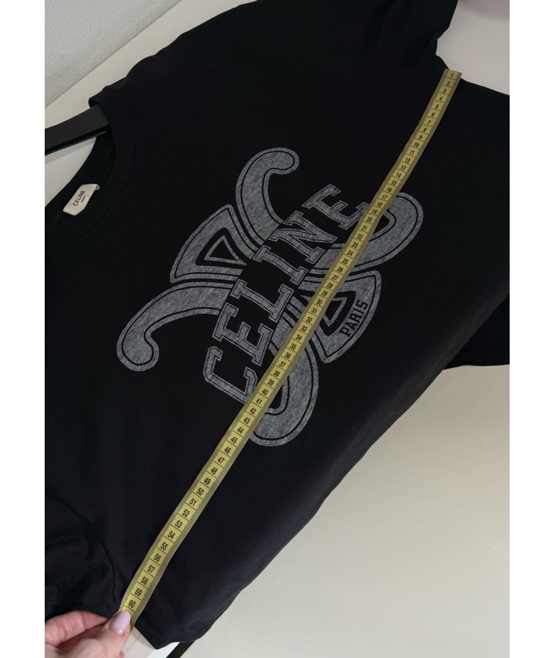 CELINE Черная хлопковая футболка, фото 3