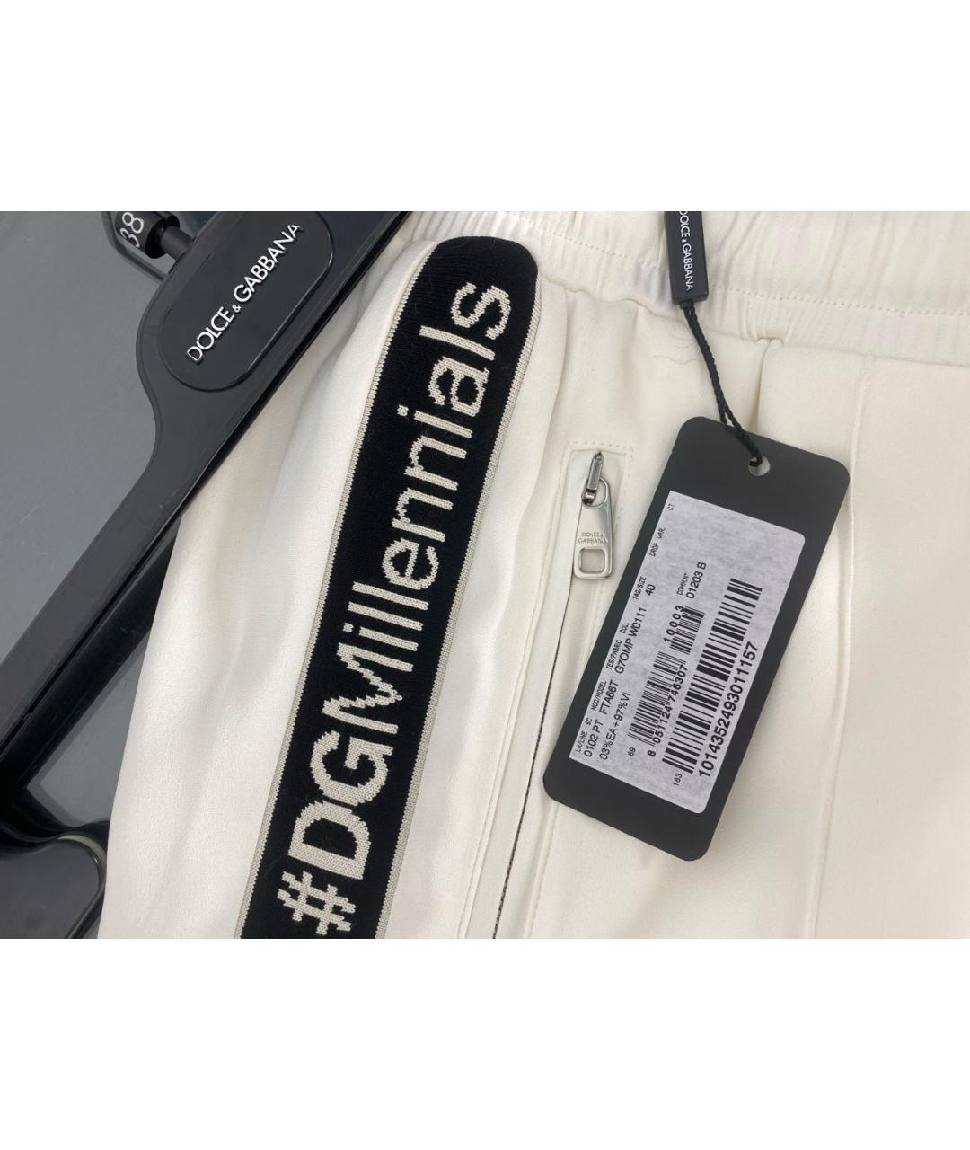 DOLCE&GABBANA Белые вискозные прямые брюки, фото 4