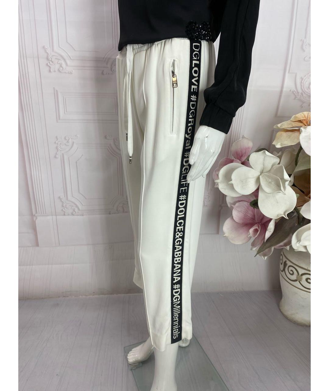 DOLCE&GABBANA Белые вискозные прямые брюки, фото 5