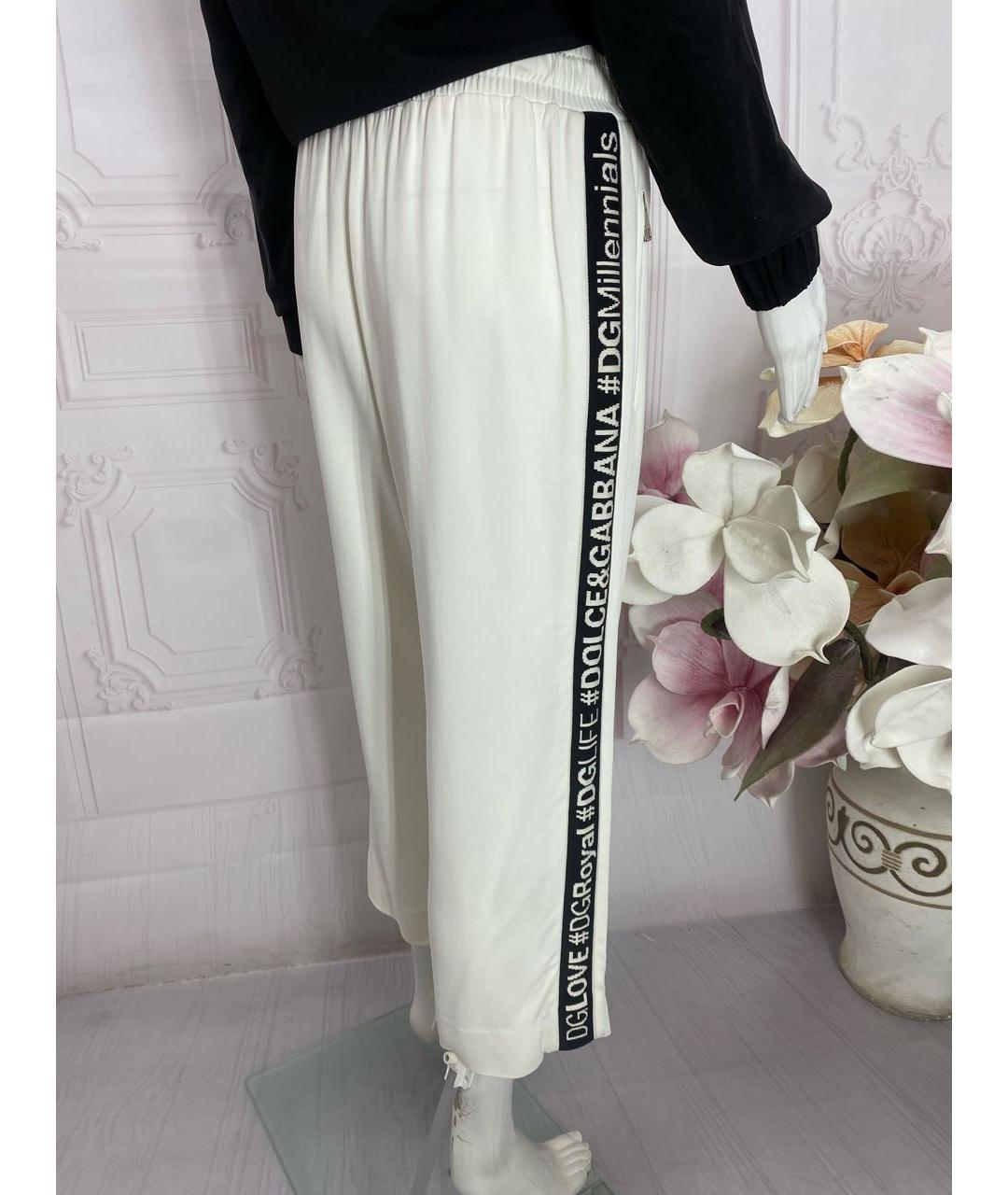 DOLCE&GABBANA Белые вискозные прямые брюки, фото 2