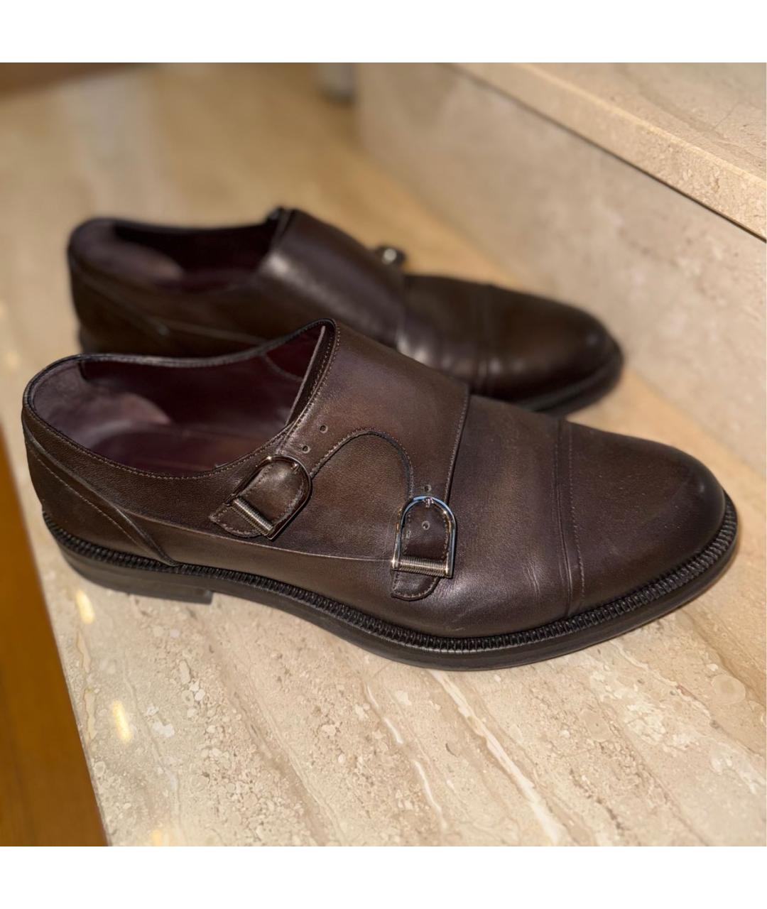 ZEGNA Коричневые кожаные низкие ботинки, фото 5