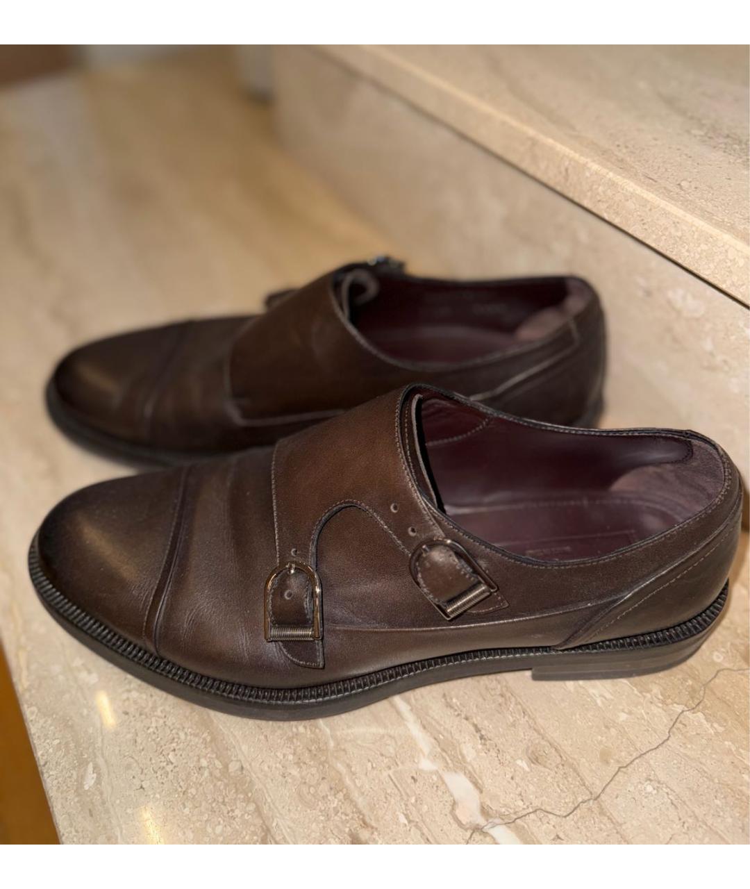 ZEGNA Коричневые кожаные низкие ботинки, фото 4