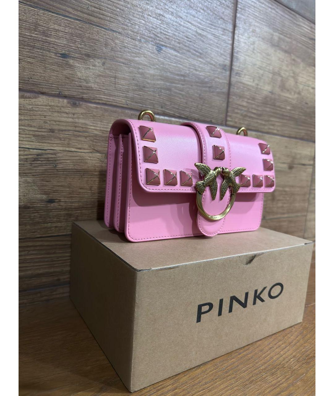 PINKO Розовая кожаная сумка через плечо, фото 2