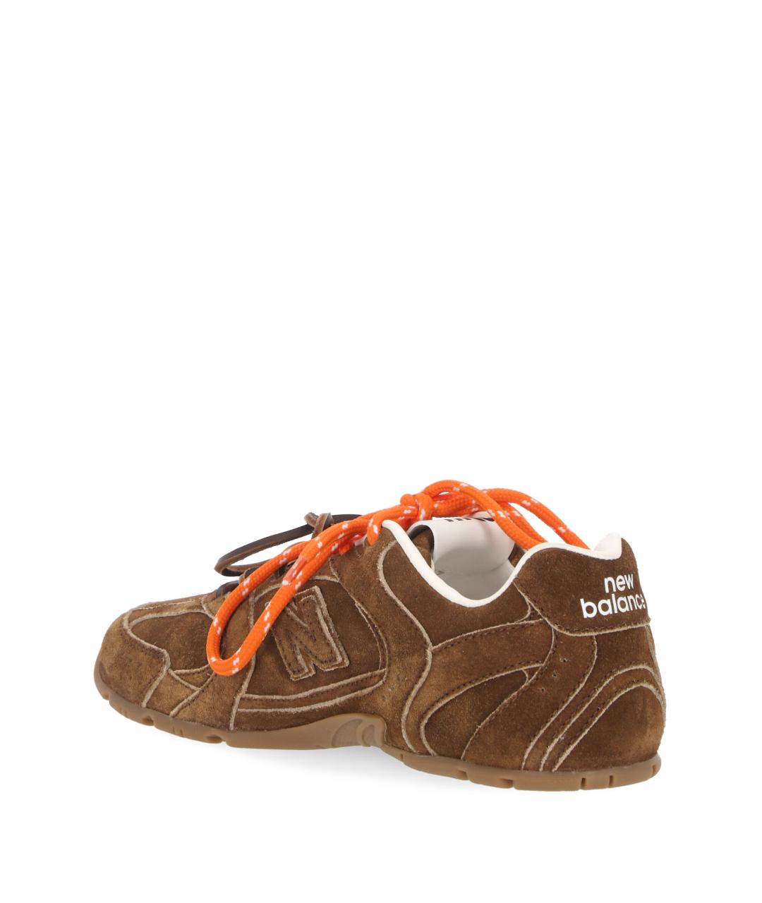 MIU MIU Коричневые кожаные кроссовки, фото 3