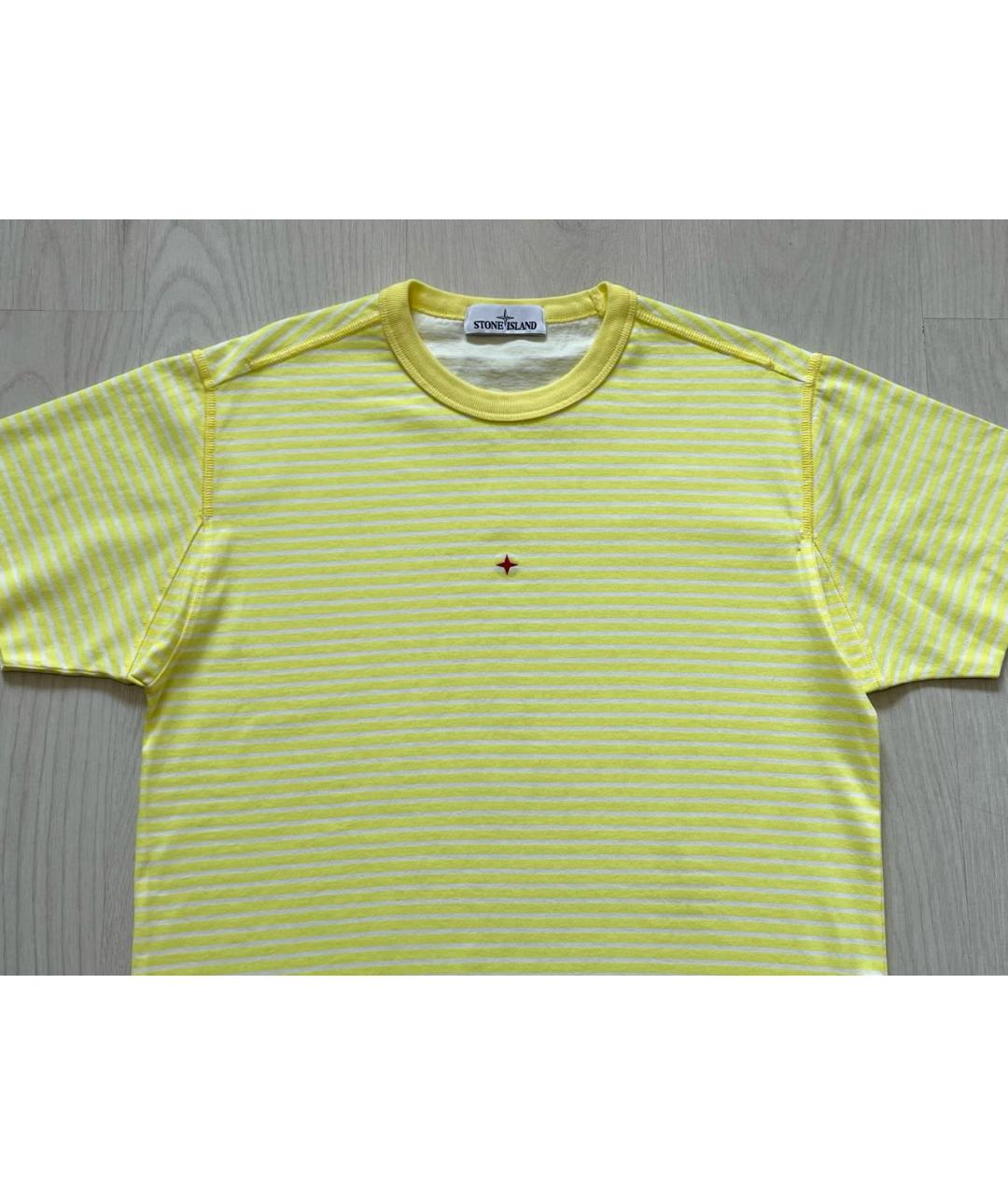 STONE ISLAND Желтая хлопковая футболка, фото 3