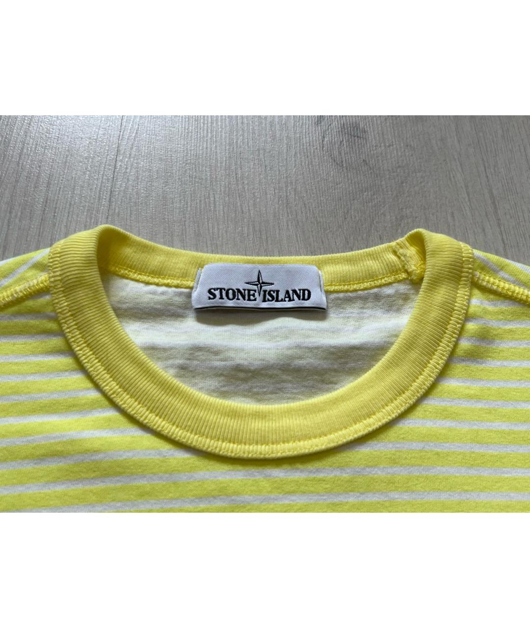 STONE ISLAND Желтая хлопковая футболка, фото 5