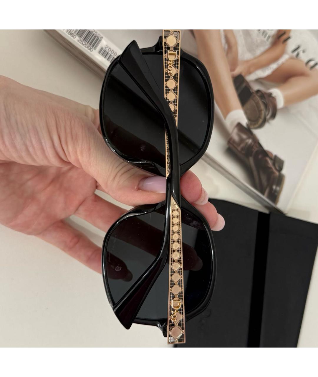 CHRISTIAN DIOR Черные пластиковые солнцезащитные очки, фото 3