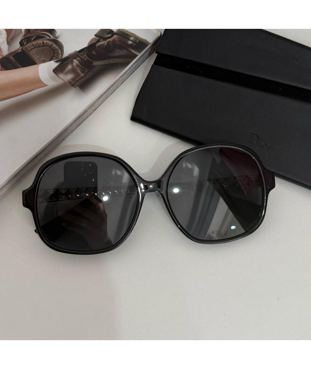 CHRISTIAN DIOR Черные пластиковые солнцезащитные очки, фото 2