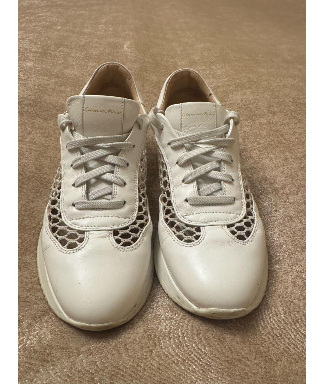 GIANVITO ROSSI Белые кожаные кроссовки, фото 2