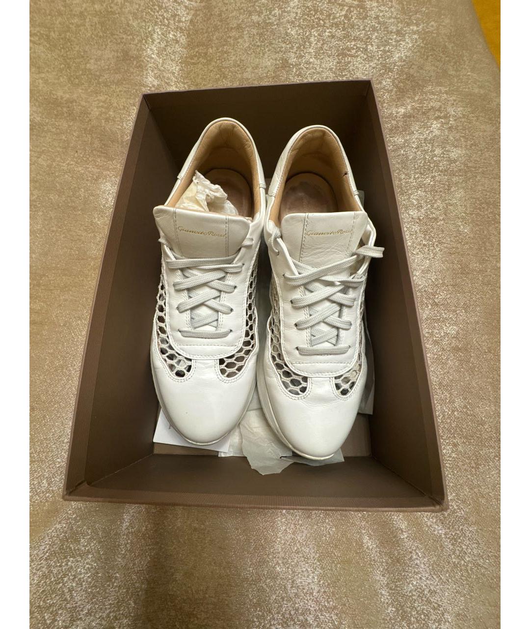 GIANVITO ROSSI Белые кожаные кроссовки, фото 6