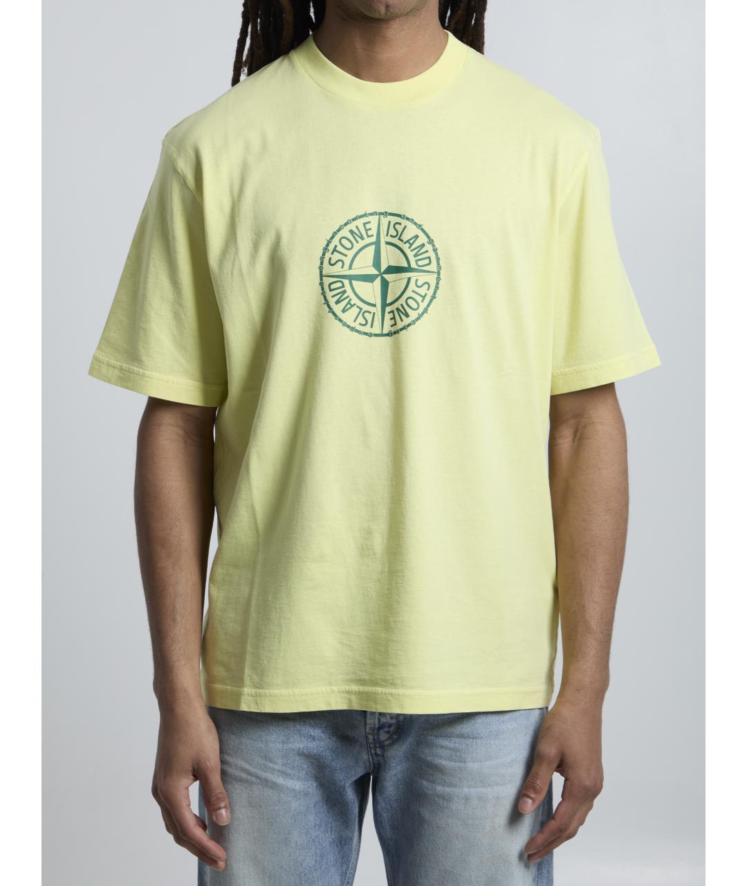 STONE ISLAND Желтая хлопковая футболка, фото 5
