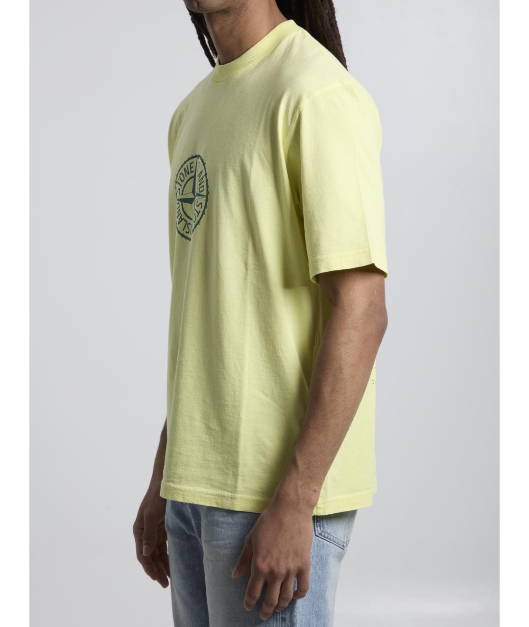 STONE ISLAND Желтая хлопковая футболка, фото 2