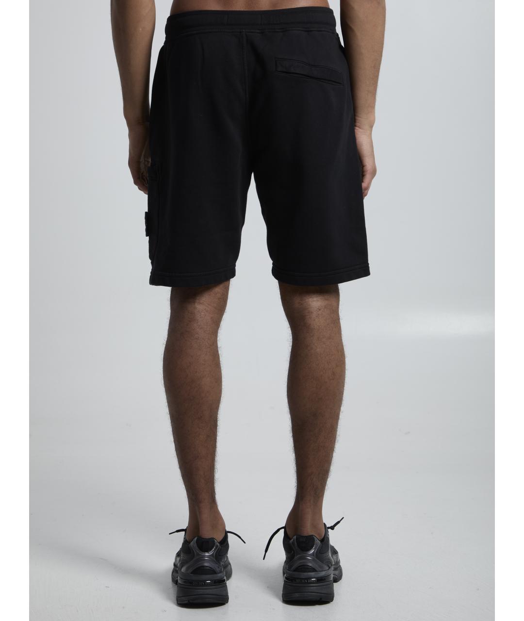 STONE ISLAND Черные хлопковые шорты, фото 4
