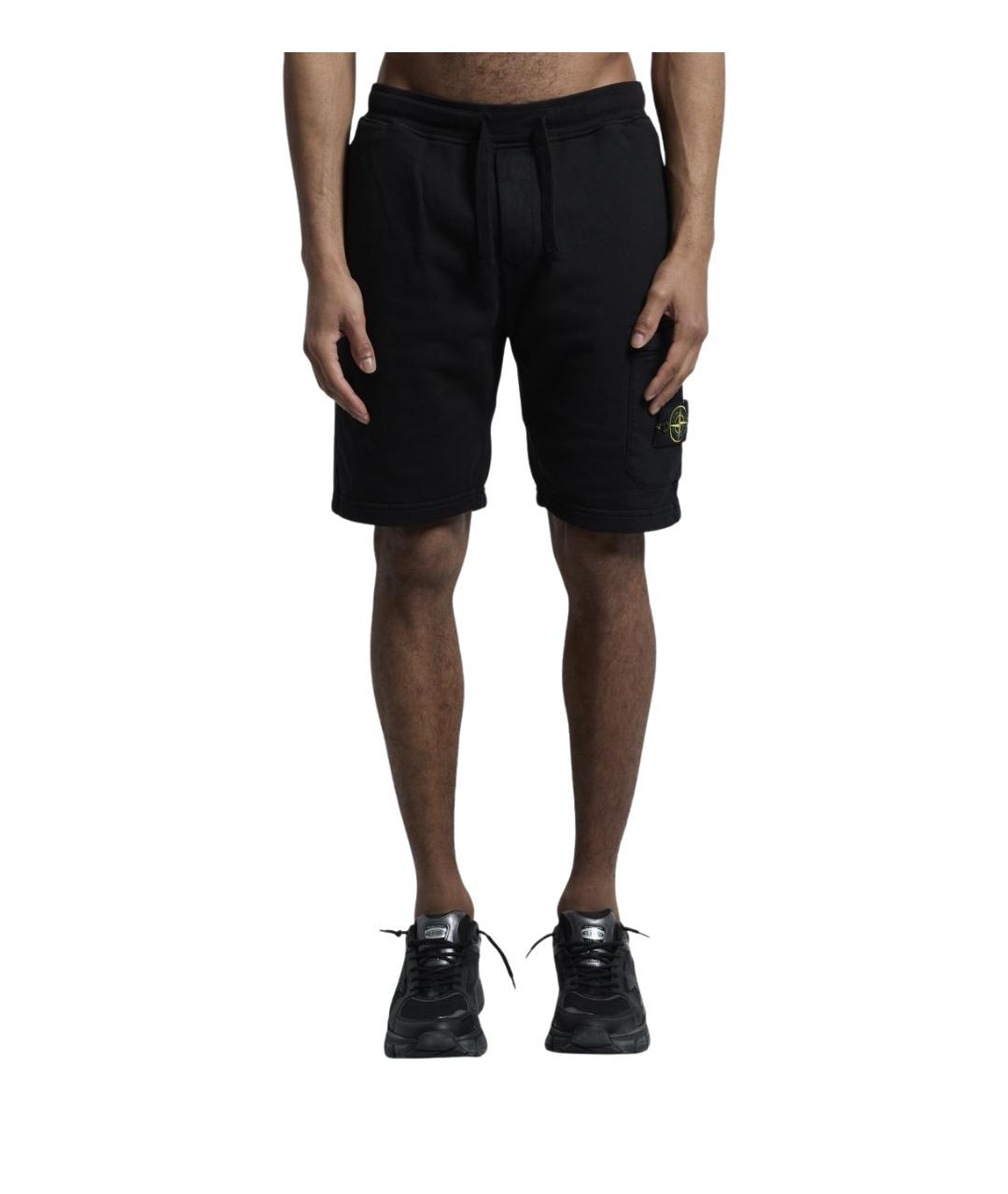 STONE ISLAND Черные хлопковые шорты, фото 1