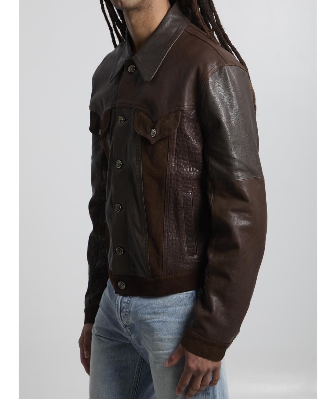 VERSACE Коричневая кожаная куртка, фото 2