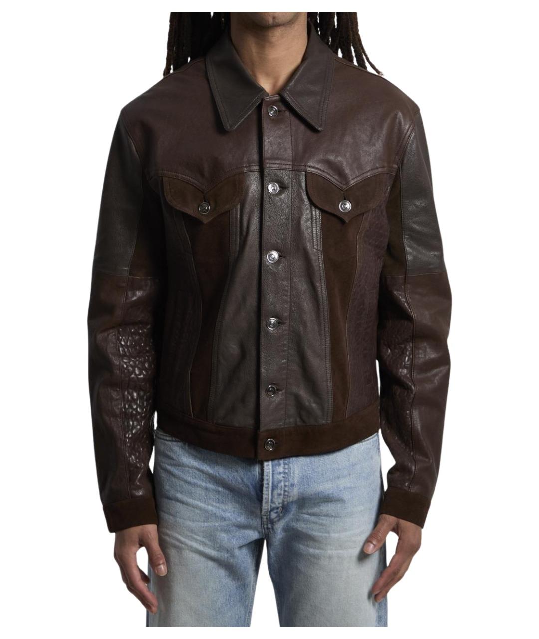 VERSACE Коричневая кожаная куртка, фото 1