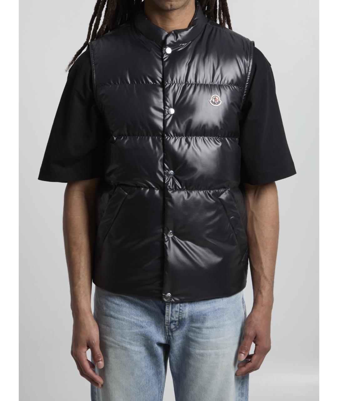 MONCLER Черный полиэстеровый жилет, фото 5