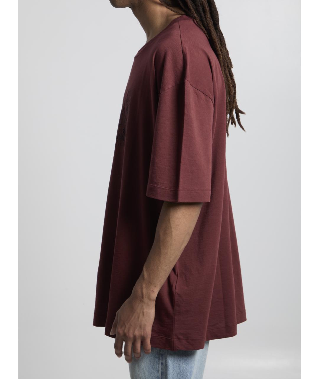 MAISON MARGIELA Бордовая хлопковая футболка, фото 3