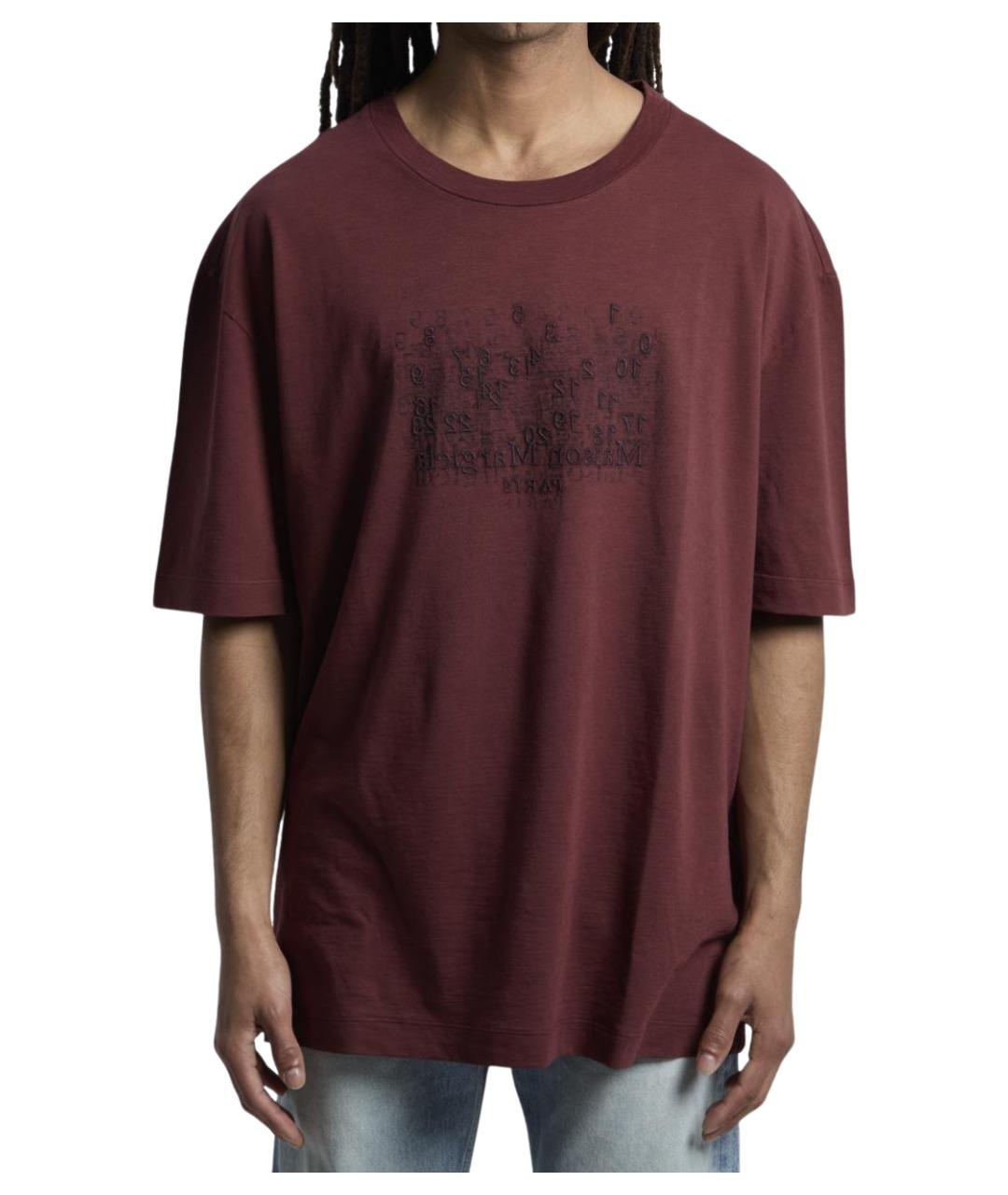 MAISON MARGIELA Бордовая хлопковая футболка, фото 1