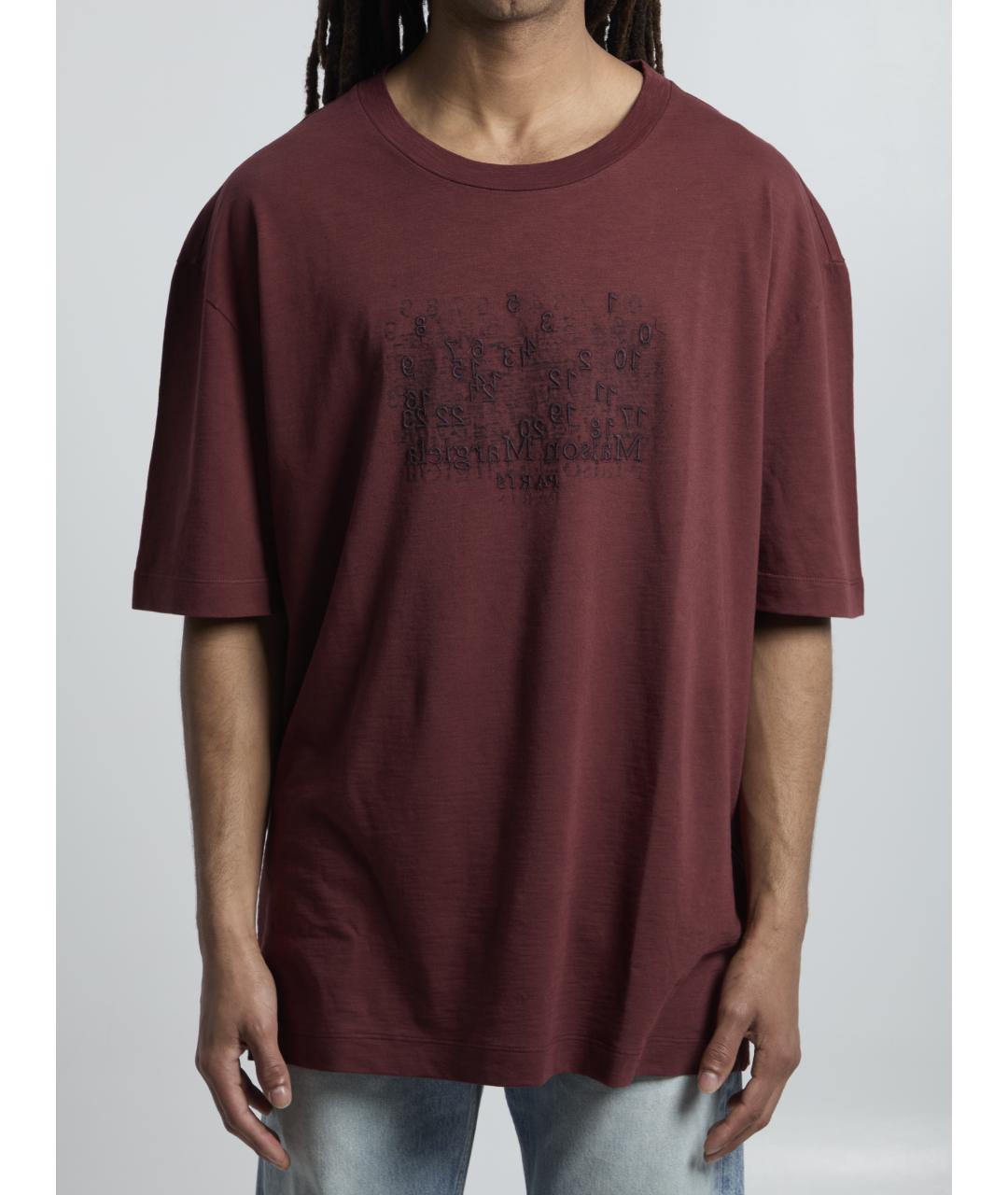MAISON MARGIELA Бордовая хлопковая футболка, фото 5