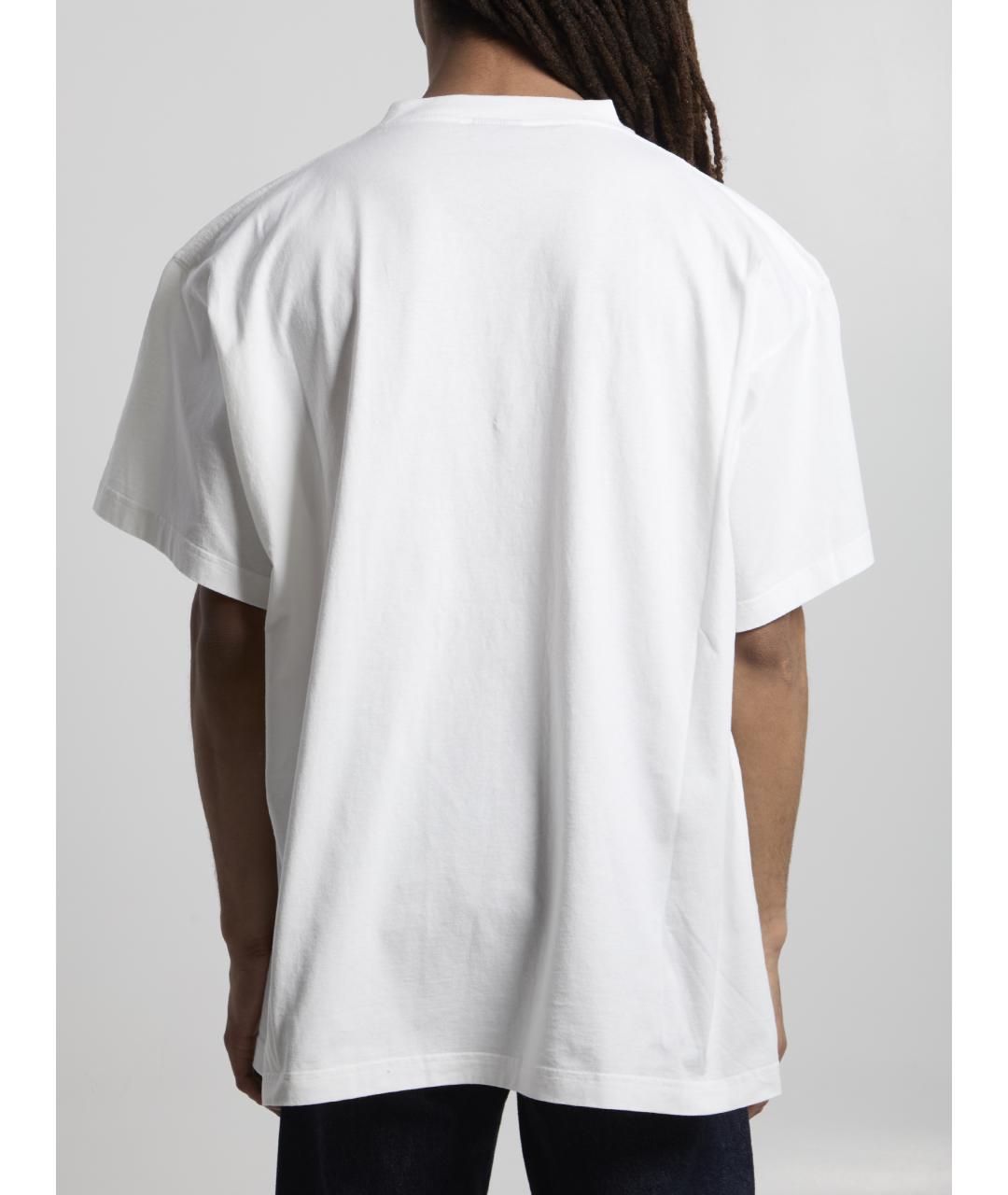 BALENCIAGA Белая хлопковая футболка, фото 4