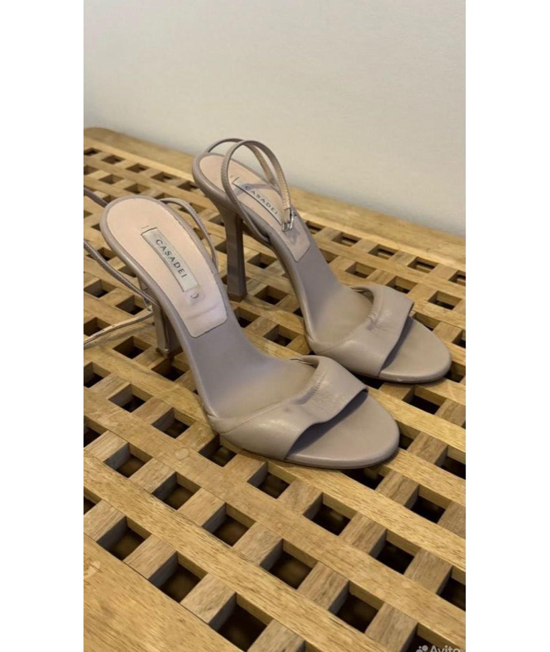 CASADEI Бежевые кожаные босоножки, фото 3
