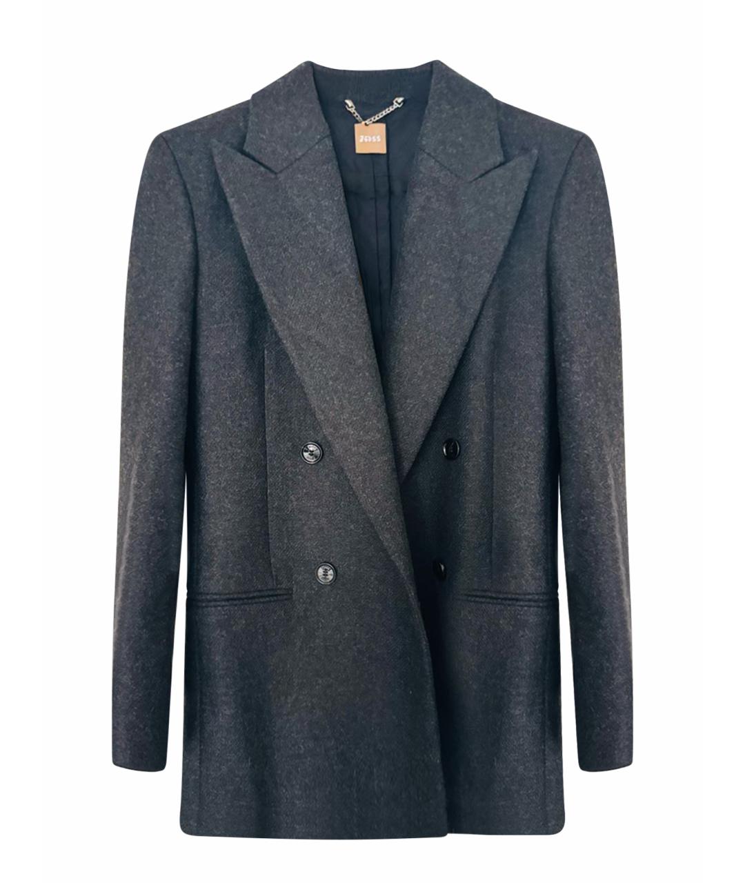 HUGO BOSS Черный шерстяной жакет/пиджак, фото 1