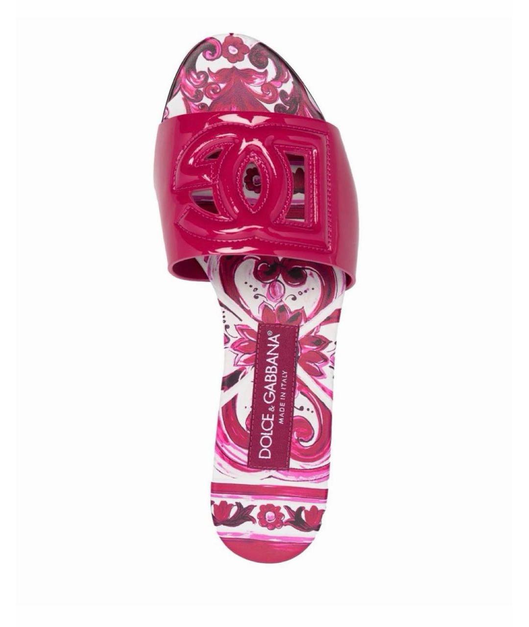 DOLCE&GABBANA Розовые кожаные шлепанцы, фото 4